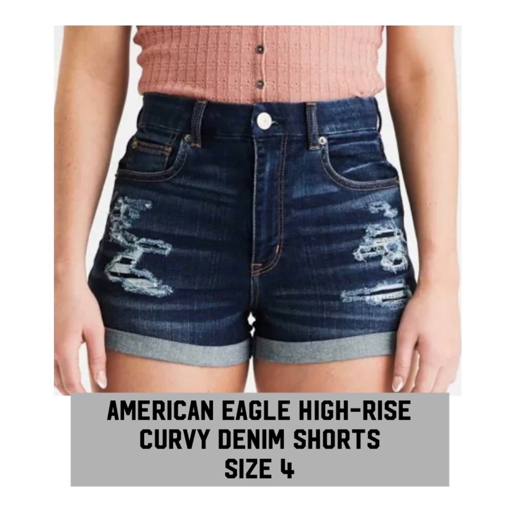 American eagle high-rise curvy denim shorts with next level stretch size 4
